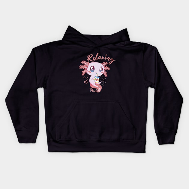 Relaxxie The Axolotl Kids Hoodie by ArtRoute02